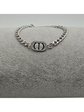 Simulated Diamond CD Cuban Link Chain Bracelet Stainless Steel